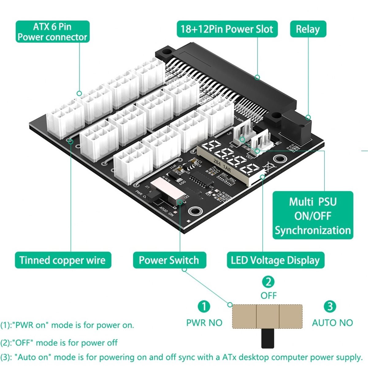 M05K 12 Ports PCIe 6Pin Connec - đánh giá và giá 2400W Server Psu Breakout Board